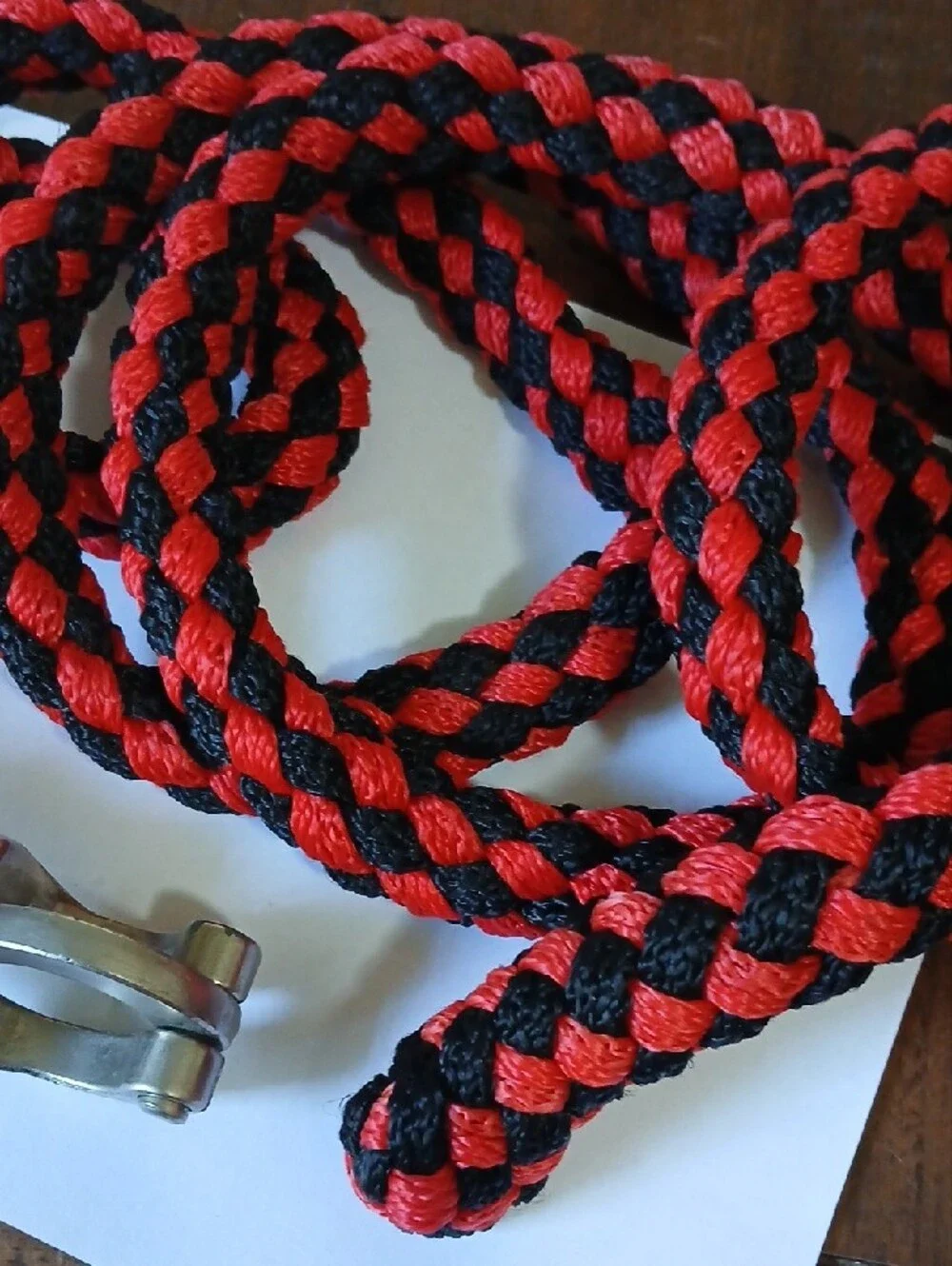 Braided Red & Black Horse Lead with Heavy-Duty Snap Hook